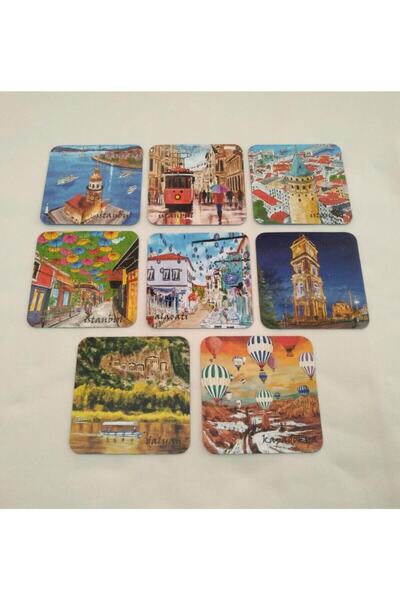 Giftsturkiye هدية مغناطيس كوستر اسطنبول تركيا 9,5x9,5 سم