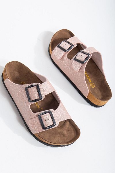 Valeriiastock New Season Slippers Shiny Material Double Buckle