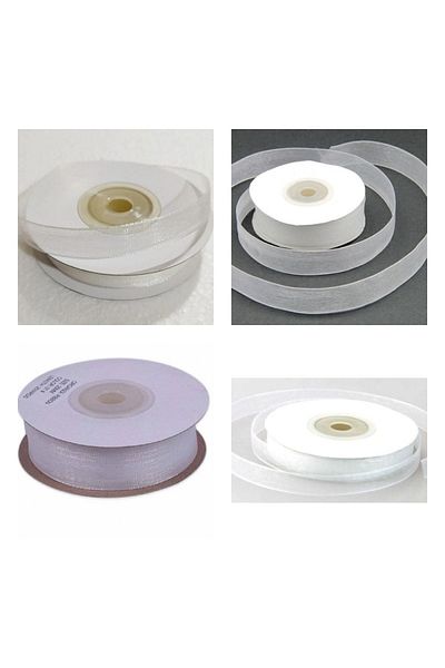 yörük tuhafiye 25 Meters White Organza Tulle Ribbon - 3 Pieces, 2 cm