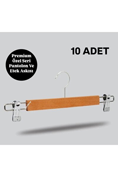 askı sarayı 10 Adet Ahşap Askılık Mandallı Etek Askısı Elbise Askısı