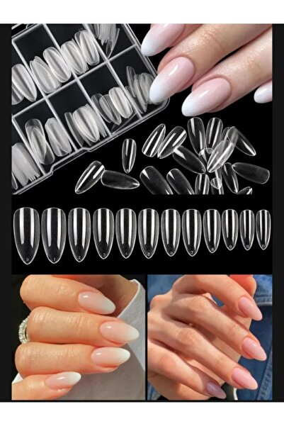 Acarlar Ticaret 100 Adet Özel Kutulu Yeni Nesil Jel Destekli Şeffaf Badem Tırnak