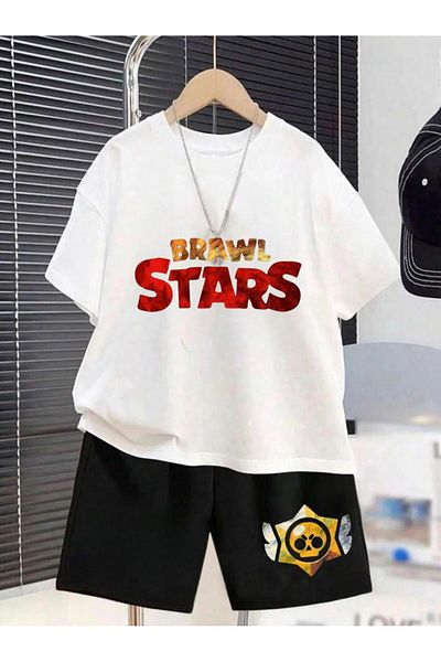 Massgai Brawl Stars Kids T-Shirt and Shorts Set - Custom 100% Cotton, Text Printed