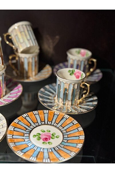 ester مجموعة فناجين قهوة مرسومة يدويًا