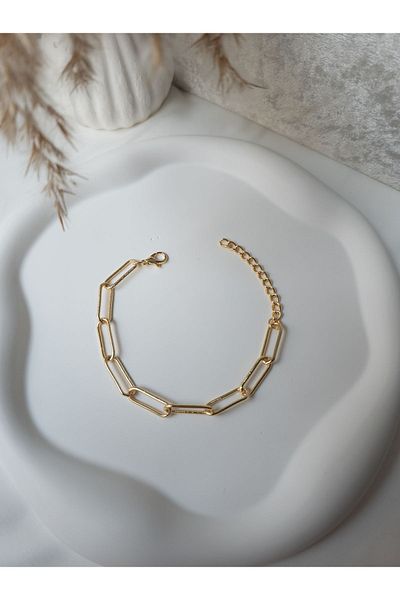 ULYOS PONIS Paperclip Gold Chain Bracelet - Stylish and Comfortable