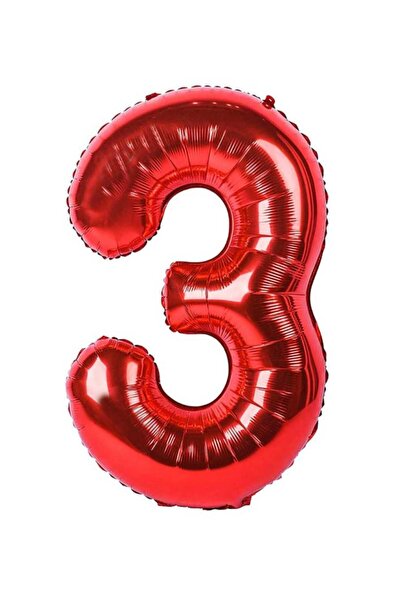 PARTİ AŞKI Kırmızı Renk 3 Yaş Rakam Folyo Balon 40 Inç 100 Cm & Parti Balonu ...