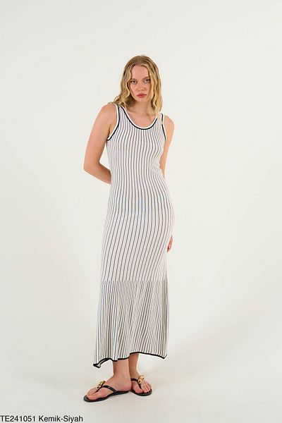 Liora Black Striped Women's Bell Dress