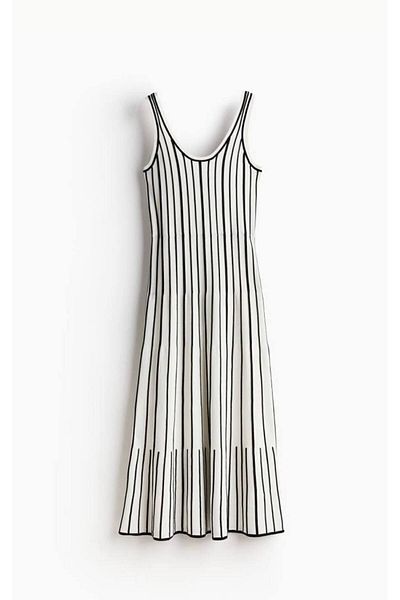 Liora Black Striped Women's Bell Dress
