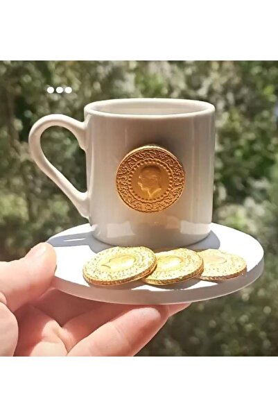 Genel Markalar Altınlı fincan modeli hediyelik sunumluk dekoratif altın figür...