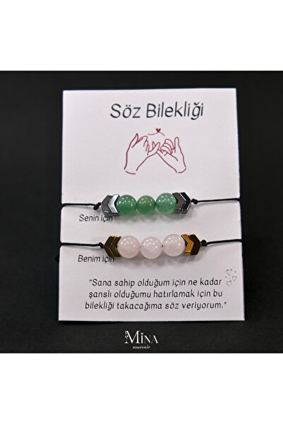 Mina Souvenir PEMBE KUVARS ve AVENTURİN DOĞAL TAŞ  SEVGİLİ ,ÇİFT,ARKADAŞLIK S...