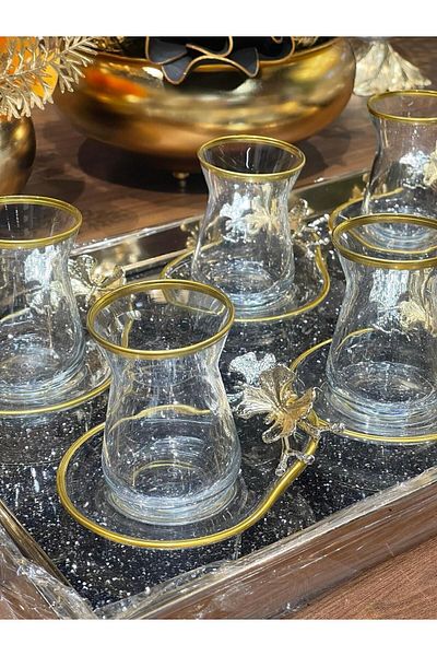 Paşabahçe Special Series 6-Piece 12 Piece Butterfly Tea Set, Tea Set, Gift