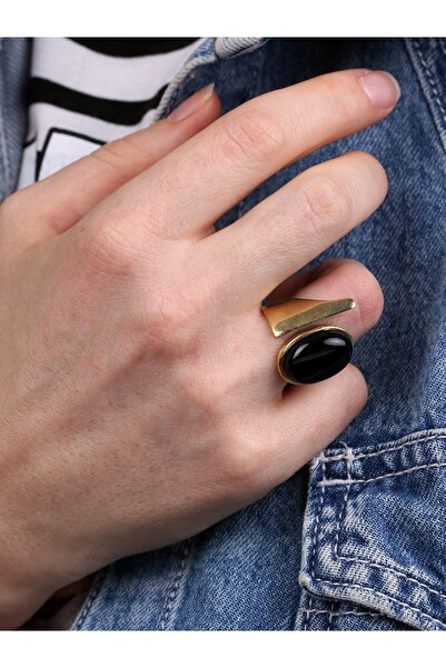 esha خاتم نسائي قابل للتعديل من الحجر الطبيعي أونيكس