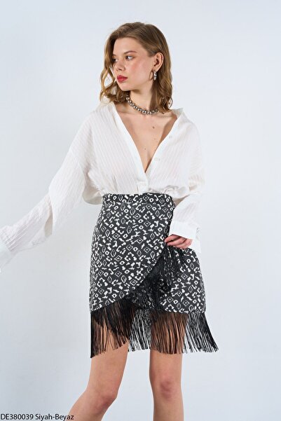 Liora Kadın Püskül Detaylı Kruvaze Etek