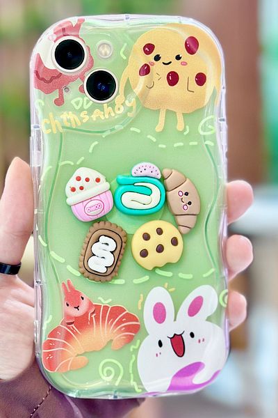 Vip Case حافظة أرنب من السيليكون ثلاثية الأبعاد لهاتف iPhone 13 بنمط كرواسون لطيف على شكل أرنب