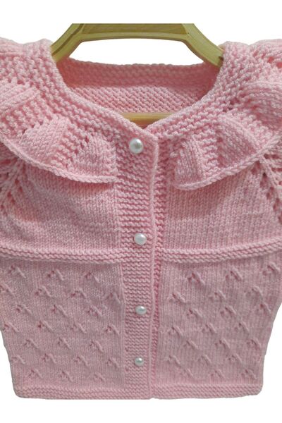 Aykır ı Bebe Aykır-ı Bebe Hand Knitted Pink Pearl Baby Vest