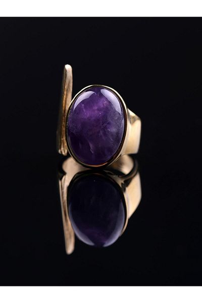 esha Natural Stone Amethyst Natural Stone Adjustable Ring