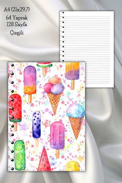 daily notebook دفتر ملاحظات مدرسي حلزوني مخطط 64 صفحة - مقاس A4 (21x29,7 سم)