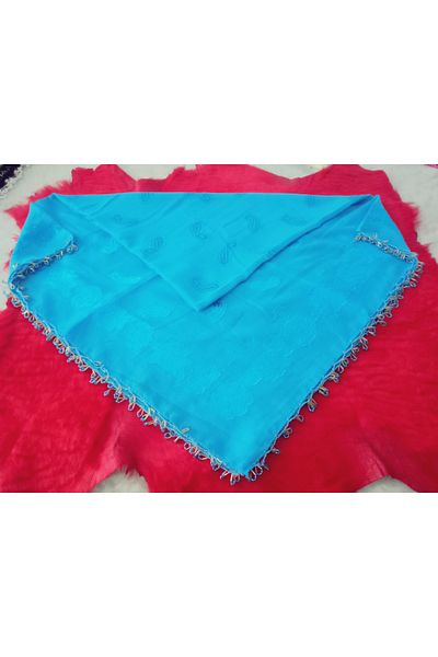 hoaryage Handmade Crochet Patterned Jagarli Beaded Scarf, Writing, Cheesecloth Yemeni
