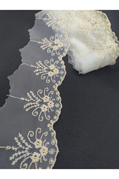 FASHİON DANTEL TÜL ÜZERİ PAMUK FİSTO GÜPÜR DANTEL 8 CM EN (MEKSİKA DESEN)