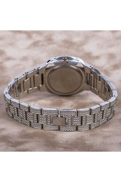 Spectrum Stylish Design Silver Color Jewelled Case Brand Ladies Wrist Watch St-303701