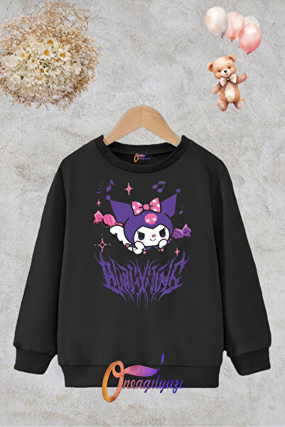 oneagılyazı Детски суичър с щампа с кръгла яка