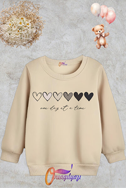 oneagılyazı Детски суичър с щампа с кръгла яка