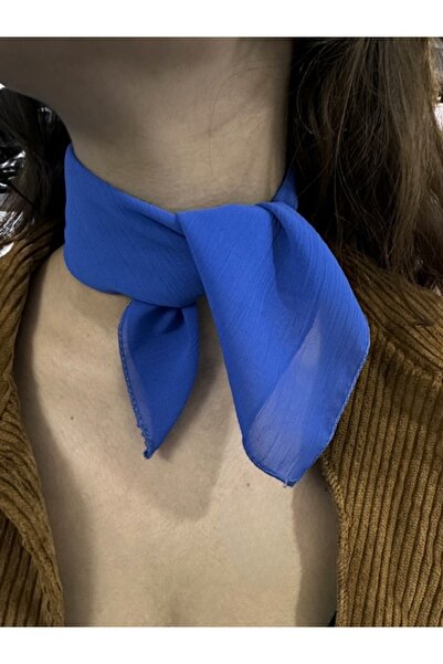 MAZEN Dark Blue Plain Chiffon Scarf Multi-Purpose Accessory 45X45