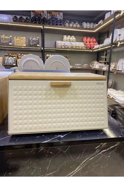 Hane216 Bread Bowl Bamboo Bread Storage Box Luxury Bread Cabinet Basket with Metal Lid