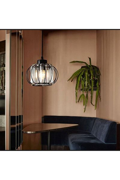 MİNAYS Luxury Modern Black Chandelier with Crystal Rhinestones