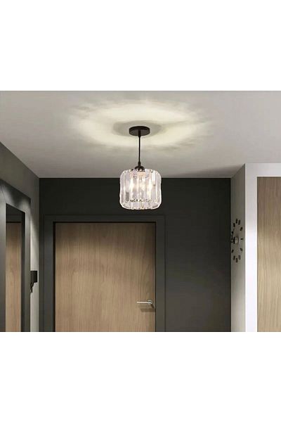 MİNAYS Luxury Crystal Stone Black Installed Chandelier