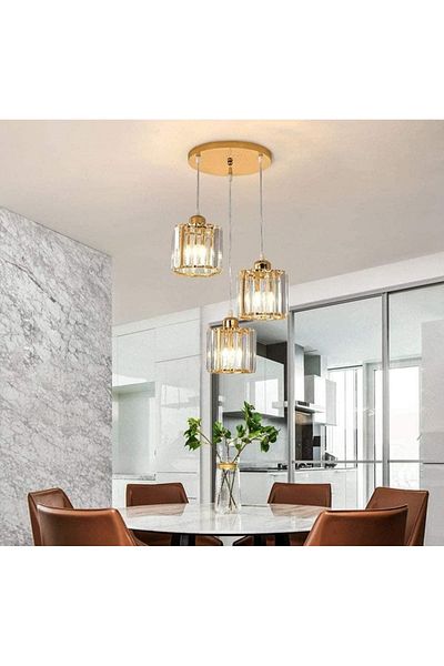 MİNAYS 3' Modern Crystal Gold Chandelier
