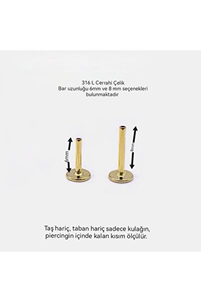 Bylin %100 Cerrahi Çelik Mini Tek Taş Piercing Set - Taş Çapı 1,5mm, 2mm, 2,5mm- 3 Adet