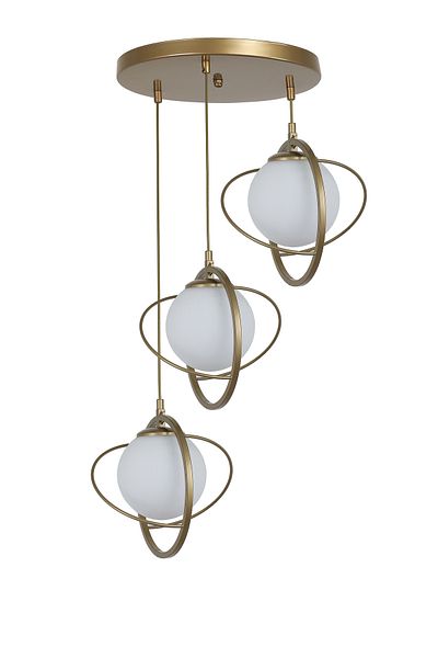 Lumexx NEPAL 3-Piece Tray - Antique Pendant Lamp with White Glass