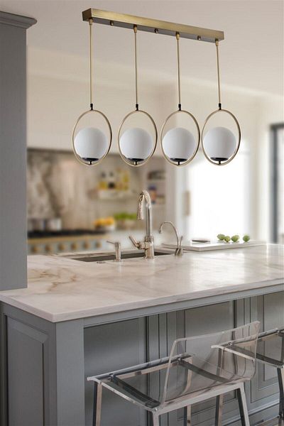 Lumexx White Glass Ring 4-Piece Antique Pendant Lamp