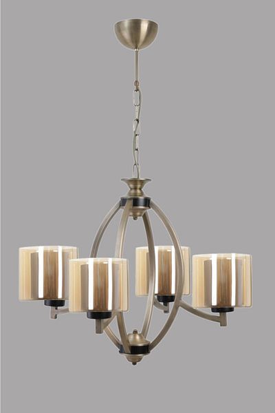 Lumexx Paul 4-Piece Antique Chandelier - Honey Glass