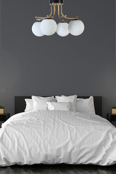 Lumexx ROMA Set of 4 - Black and White Glass Chandelier