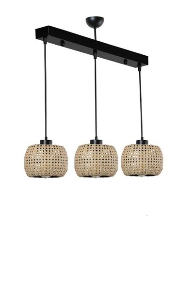Lumexx Tiger 3 Row Rattan Pendant Lamp Set