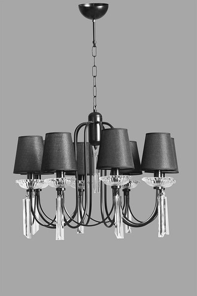 Lumexx KONTES 8-Piece Black Lampshade Chandelier Set