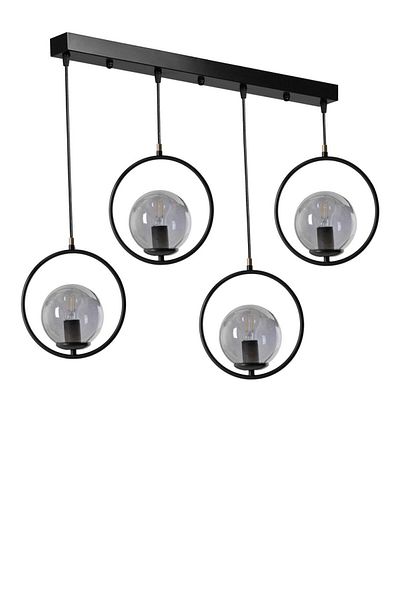 Lumexx Ring Set of 4 - Black Pendant Lamp with Smoked Glass