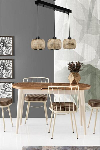 Lumexx Tiger 3 Row Rattan Pendant Lamp Set