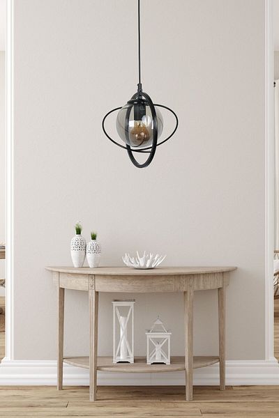 Lumexx Nepal Single Black Fume Glass Pendant Lamp