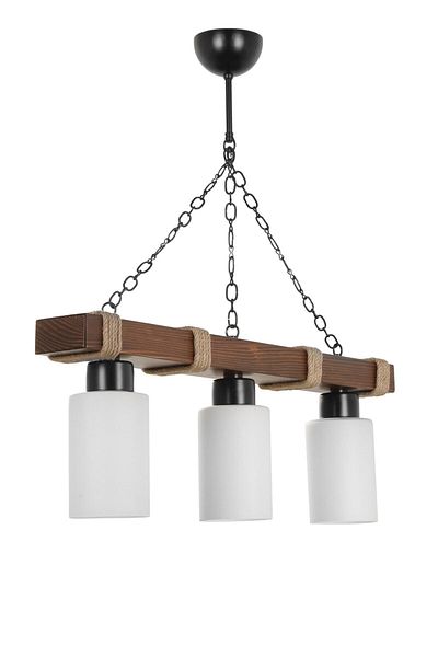 Lumexx Jasmin 3 Piece Opal Glass Wooden Walnut Cylinder Set