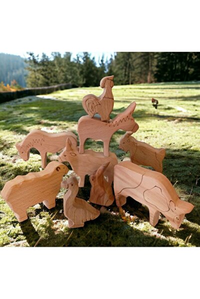 kikadu مجموعة حيوانات المزرعة مونتيسوري (الخشب الصلب)