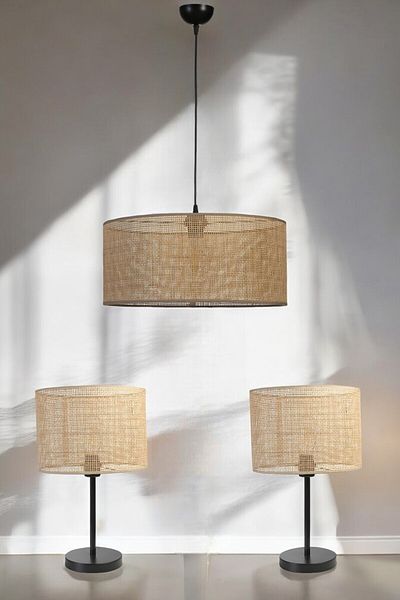 Lumexx Rattan Lampshade Chandelier Set of 3 - Braided