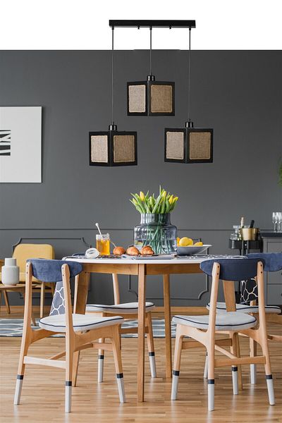 Lumexx Kumsal 3 Row Black Wicker Chandelier