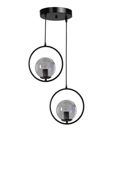 Lumexx Smoked Glass Black Ring - Pendant Lamp with 2 Trays