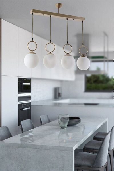 Lumexx Morino 4-Piece White Glass Antique Pendant Lamp Set