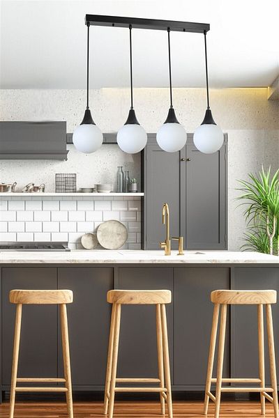 Lumexx AFRA 4 Row Black and White Glass Pendant Lamp Set
