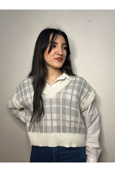 moda mh Moda MH Plaid Stone Gray Crop 45 Cm