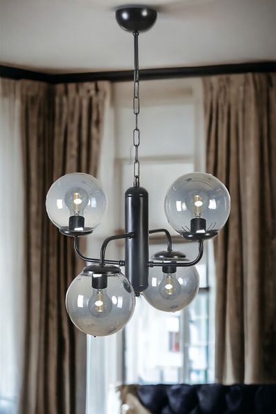 Lumexx Set of 4 Black Fume Glass Beijing Chandeliers