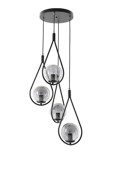 Lumexx Smoked Glass Black Pendant Lamp - Damla with 4 Trays